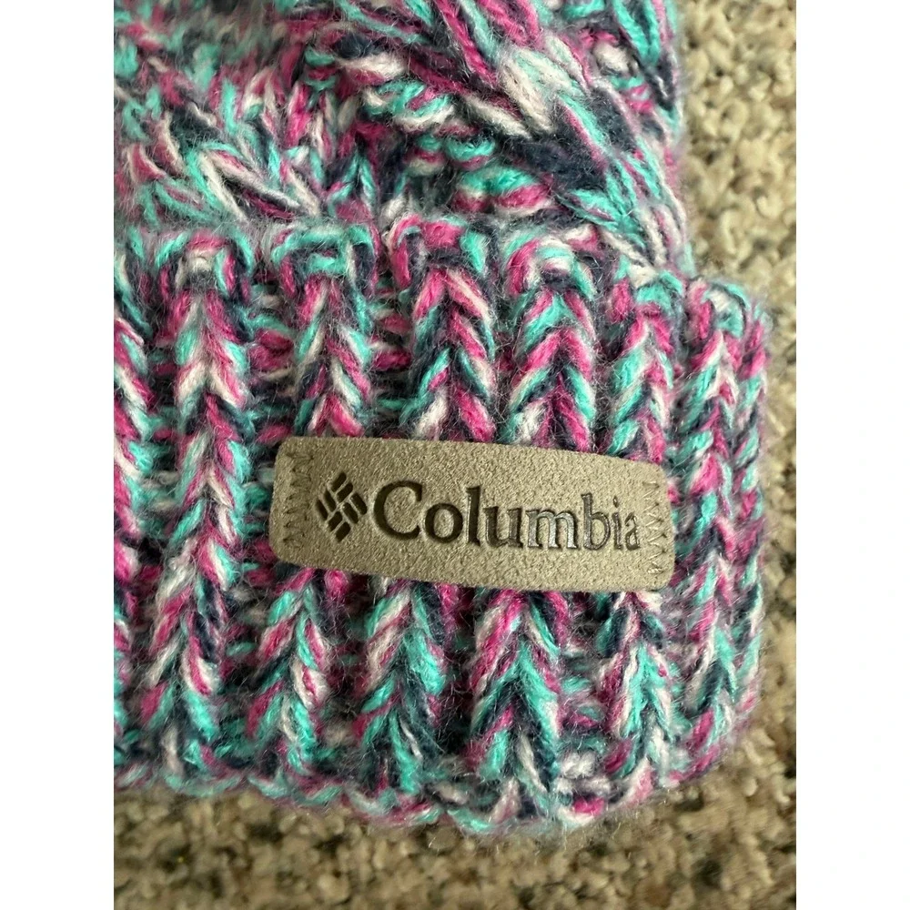 Columbia Beanie Youth Knit Pom Fleece Lined Winter Outdoor NEW